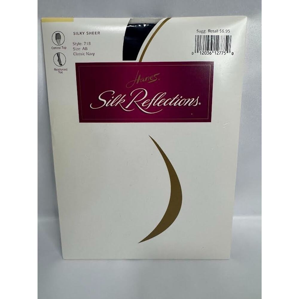 Hanes Silk Reflections Silky Sheer Control Top Pantyhose Style 718 AB NAVY